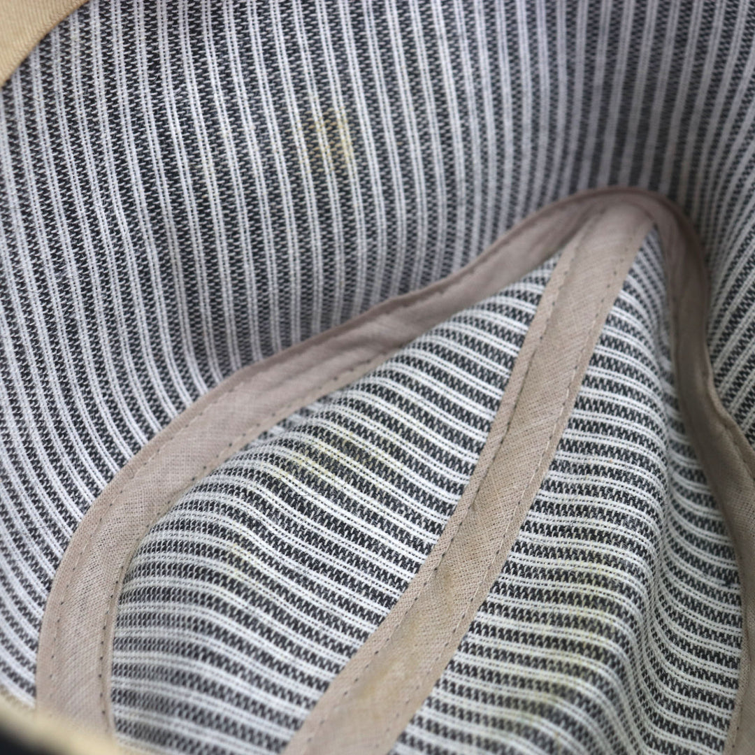 Great Borsalino hat Stripe Pattern Logo Ribbon Fedora Navy black cotton mens 57