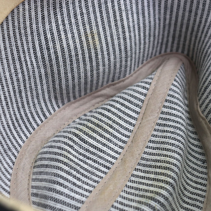 Great Borsalino hat Stripe Pattern Logo Ribbon Fedora Navy black cotton mens 57