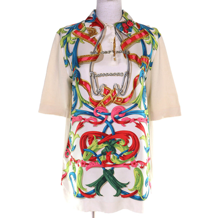 Great HERMES Short sleeve knit LE MORS A LA CONETABLE Twill laine silk M