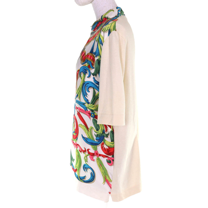 Great HERMES Short sleeve knit LE MORS A LA CONETABLE Twill laine silk M