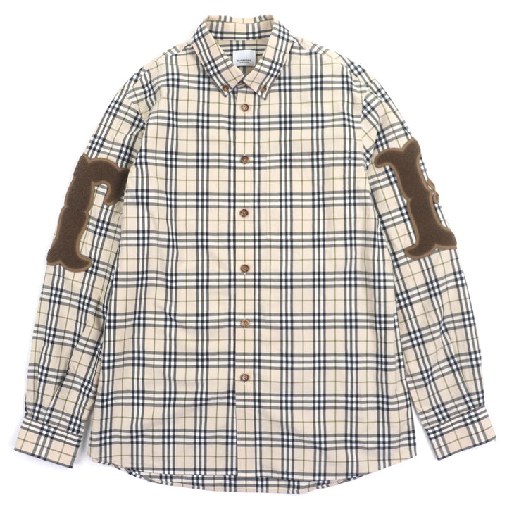 Great BURBERRY Long sleeve shirt beige cotton mens M 8042350