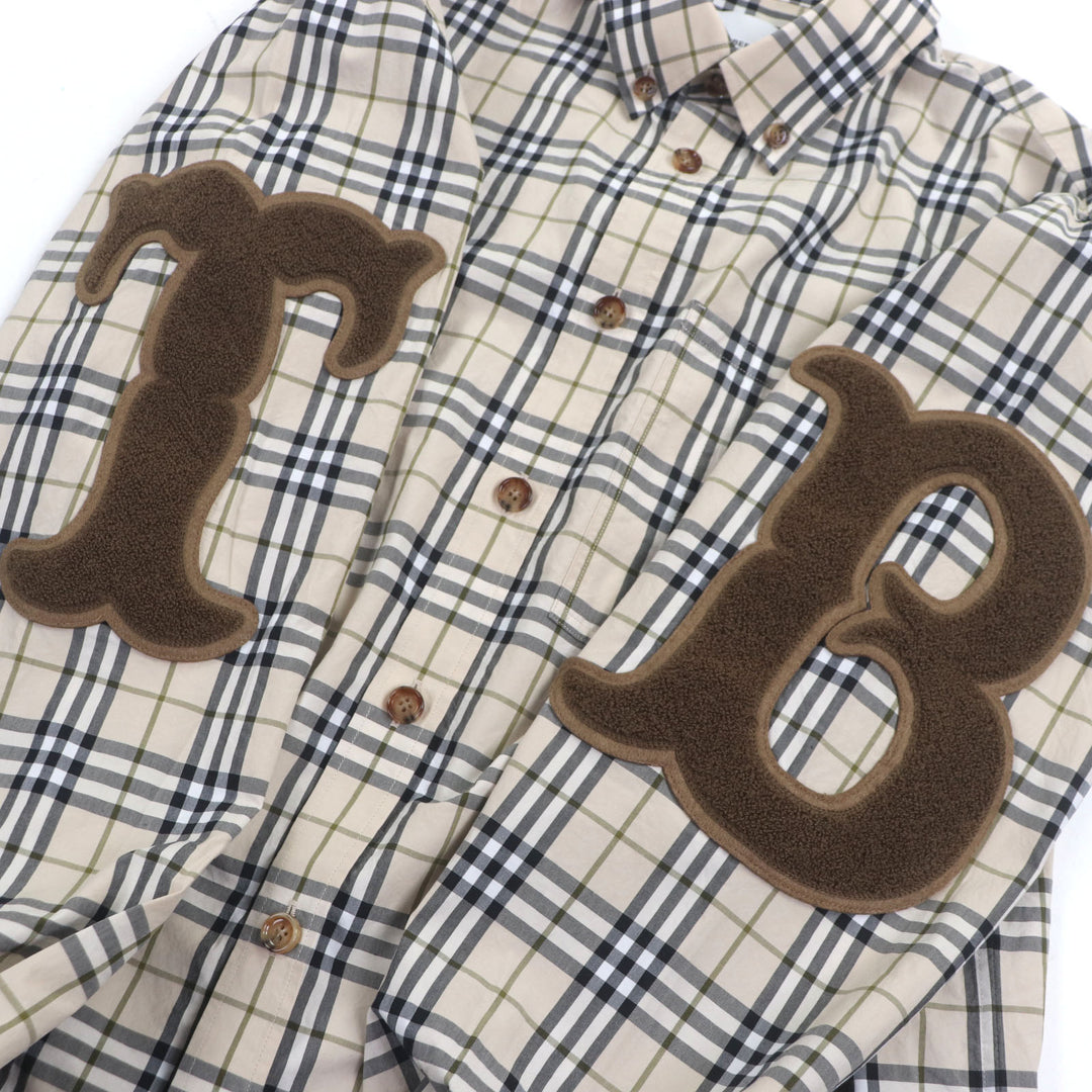 Great BURBERRY Long sleeve shirt beige cotton mens M 8042350