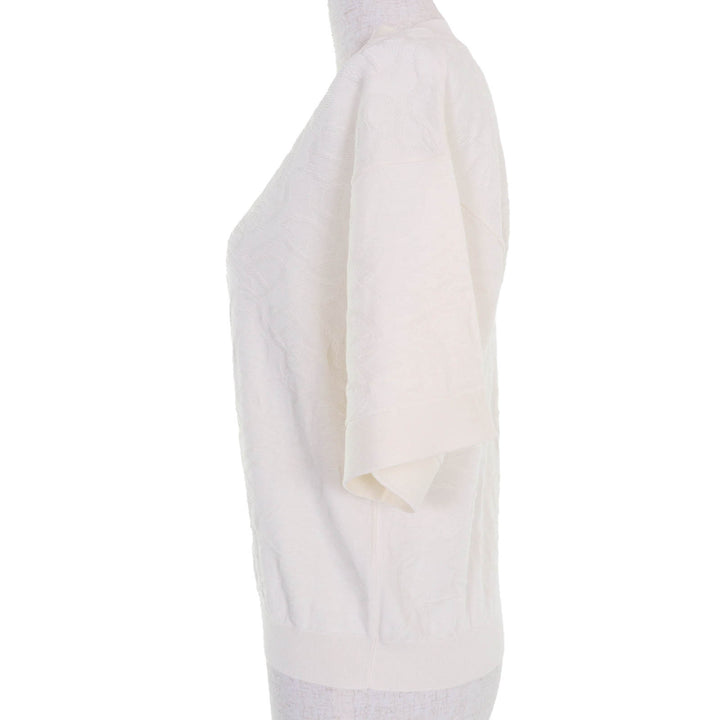 Excellent HERMES Short sleeve knit Naoussa Chne Dunkel Ivory silk Women 34