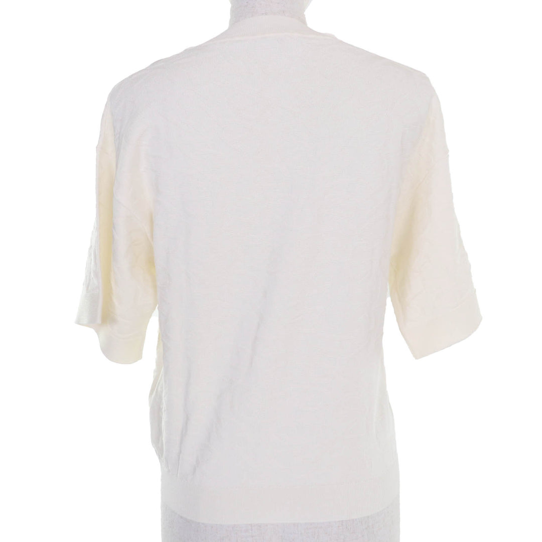 Excellent HERMES Short sleeve knit Naoussa Chne Dunkel Ivory silk Women 34