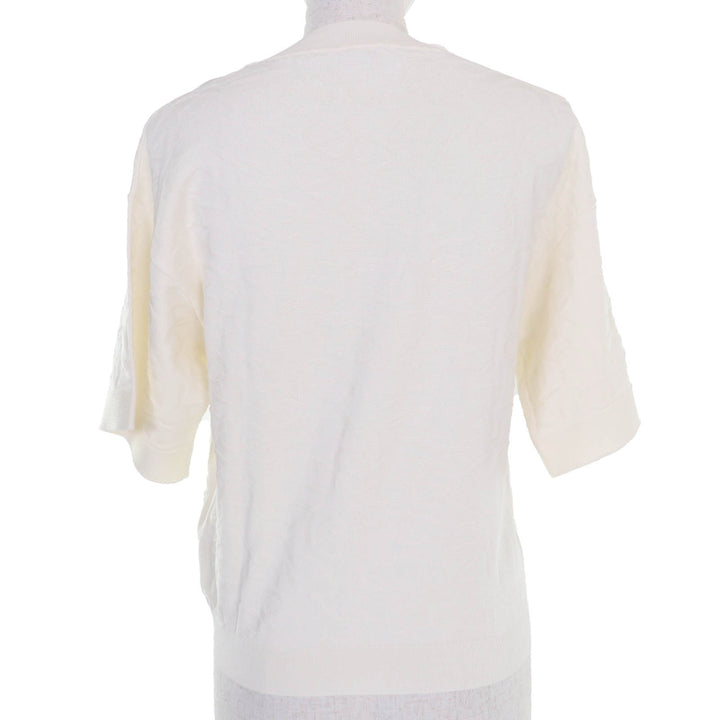 Excellent HERMES Short sleeve knit Naoussa Chne Dunkel Ivory silk Women 34