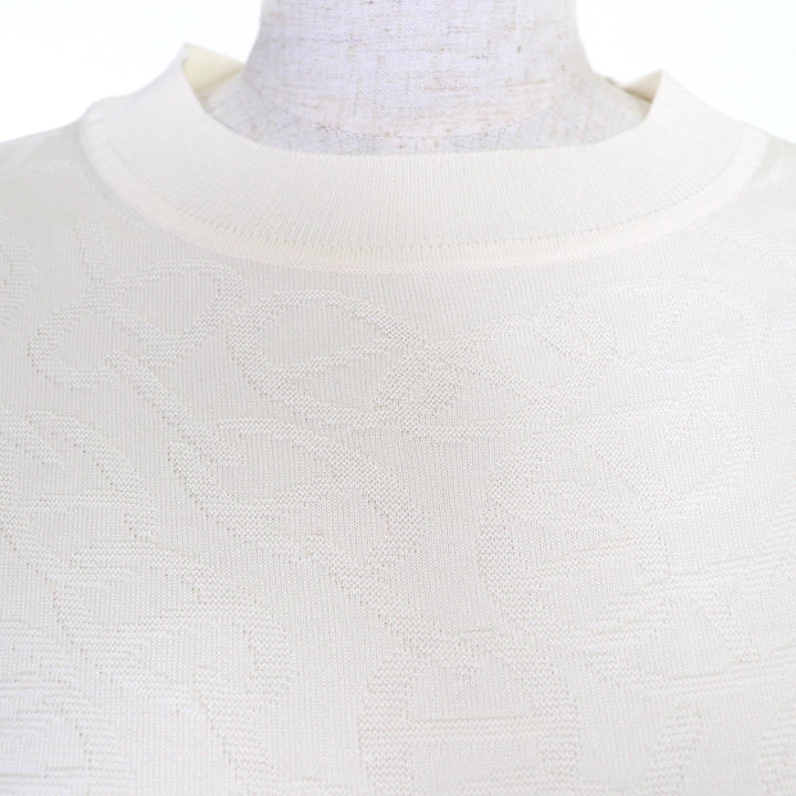 Excellent HERMES Short sleeve knit Naoussa Chne Dunkel Ivory silk Women 34