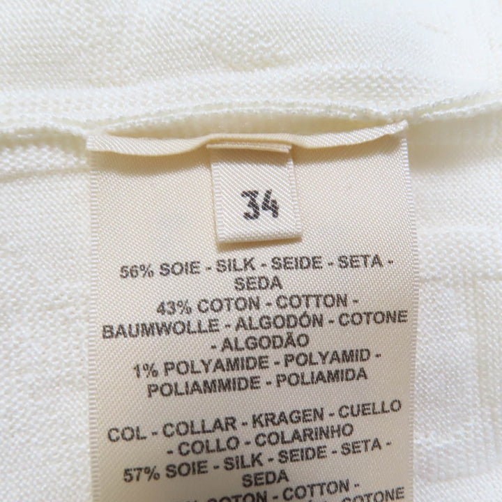 Excellent HERMES Short sleeve knit Naoussa Chne Dunkel Ivory silk Women 34