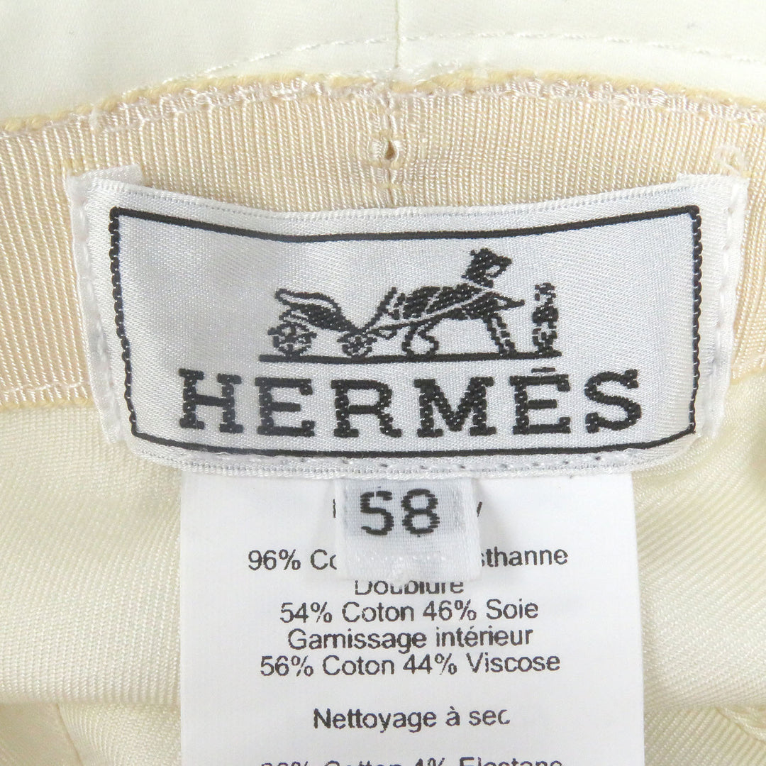 Excellent HERMES hat Harper Emile Hermes bucket white cotton mens 58