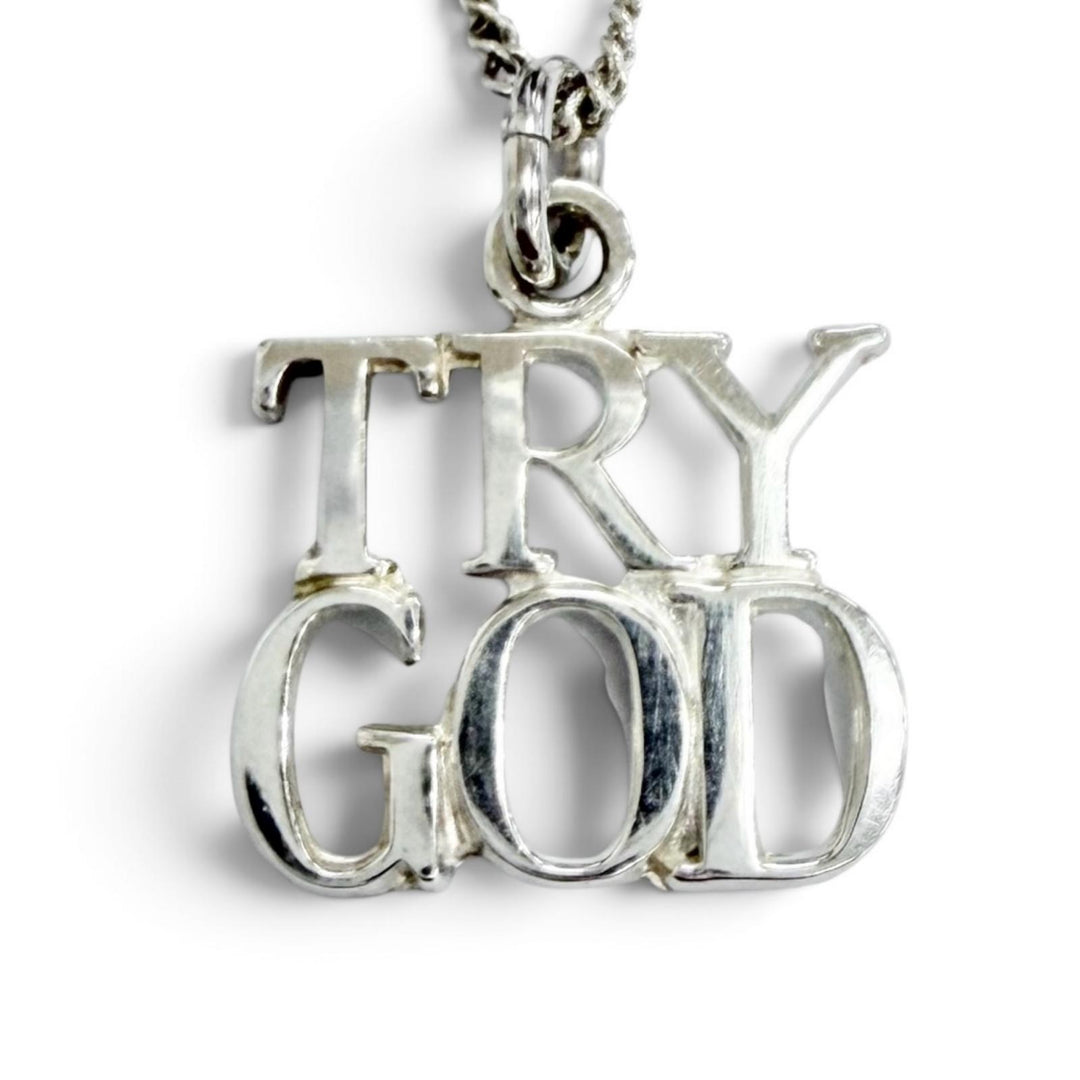Excellent TIFFANY&Co. TRY GOD STERLING SILVER Necklace Accessory Silver