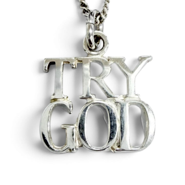 Excellent TIFFANY&Co. TRY GOD STERLING SILVER Necklace Accessory Silver