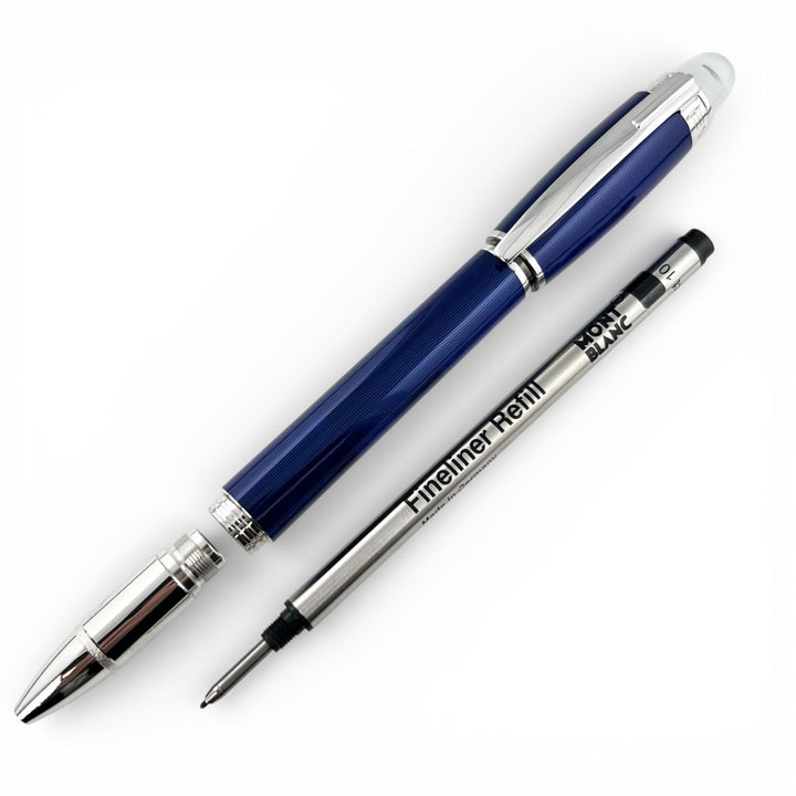 Great MONTBLANC Ballpoint pen Starwalker Fineliner White Star Cool blue mens