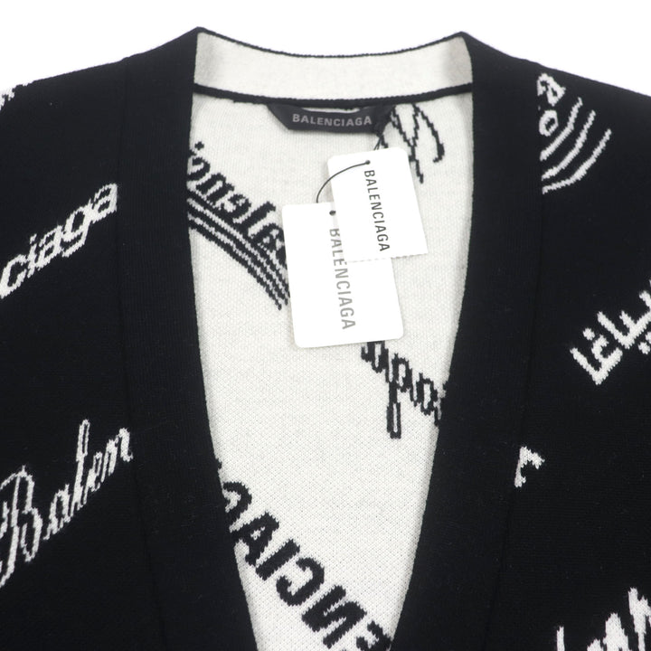 Pristine BALENCIAGA cardigan Logomaia All Over Cardigan black wool mens 1 724852