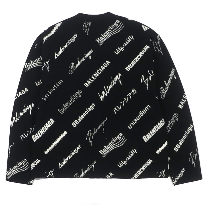 Pristine BALENCIAGA cardigan Logomaia All Over Cardigan black wool mens 1 724852