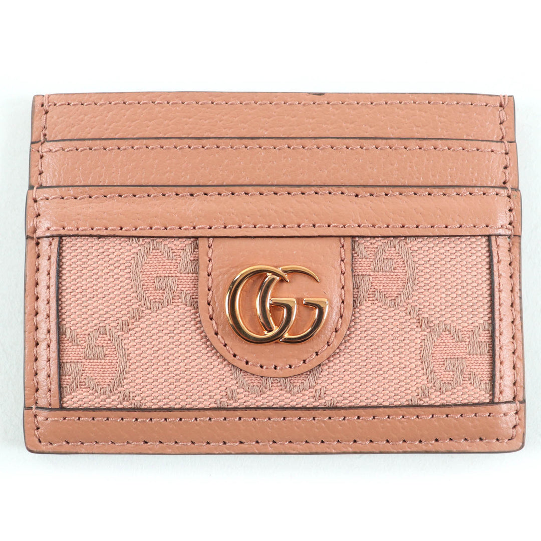 Pristine GUCCI Card Case GG pattern pink leather Women 523159