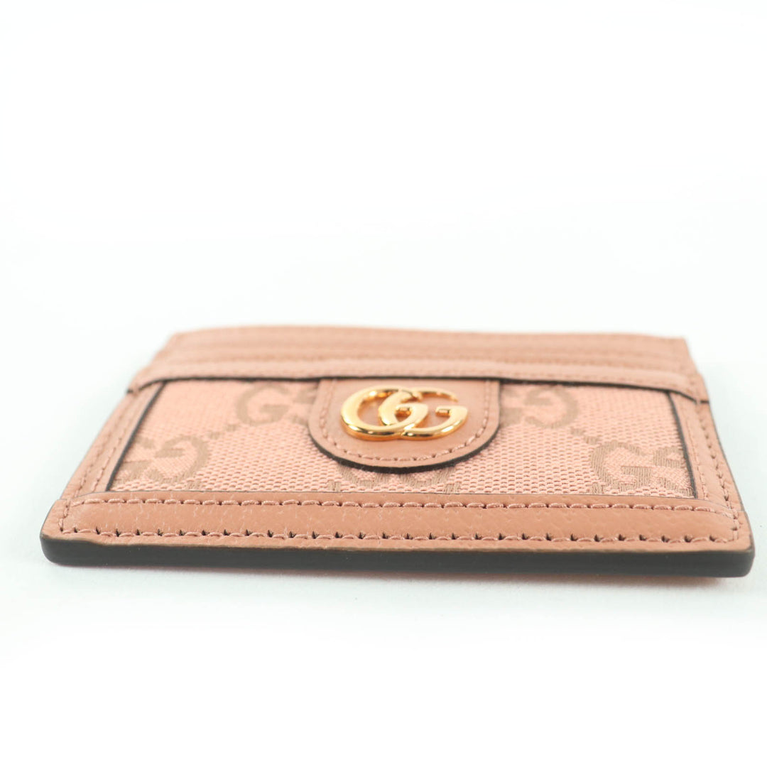 Pristine GUCCI Card Case GG pattern pink leather Women 523159