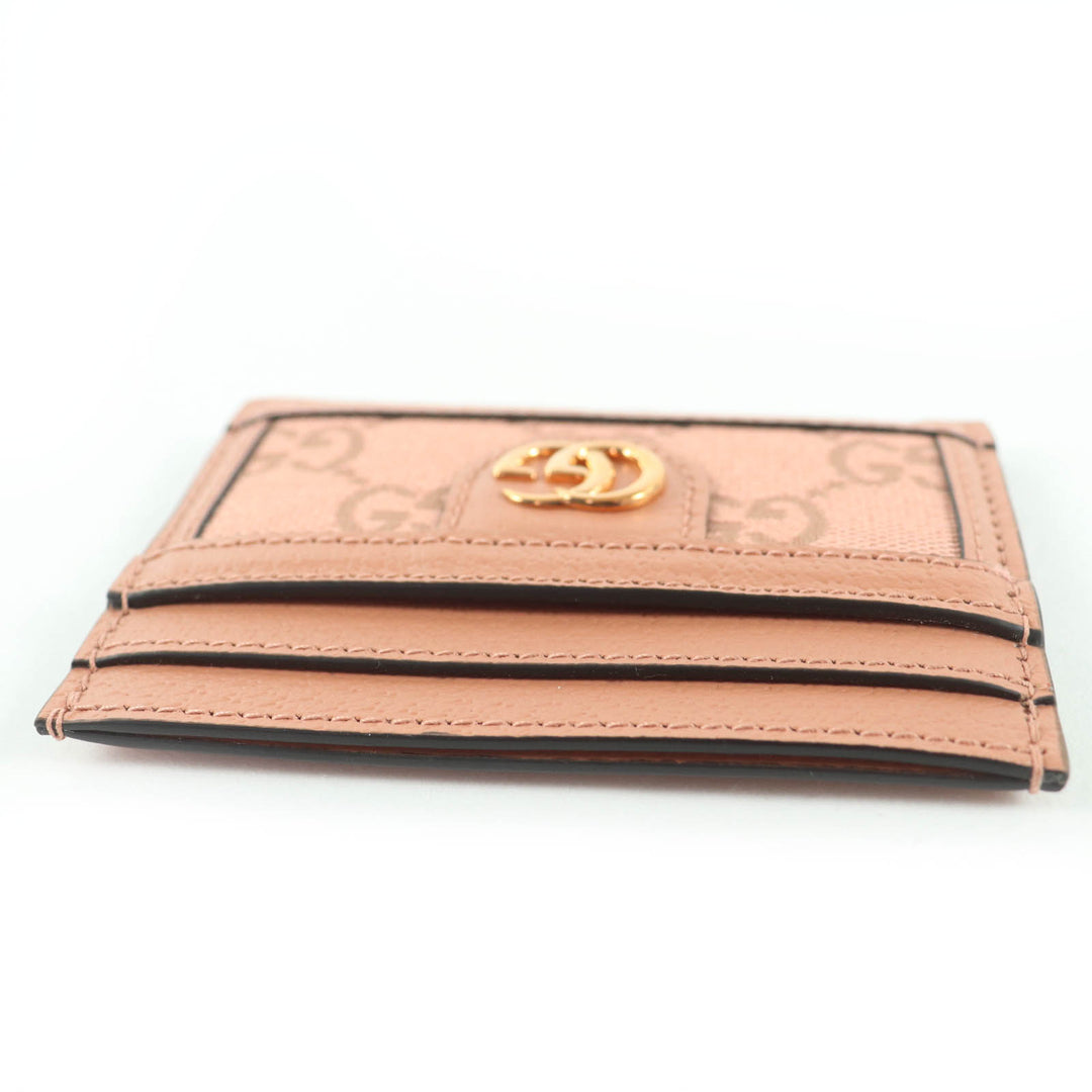 Pristine GUCCI Card Case GG pattern pink leather Women 523159