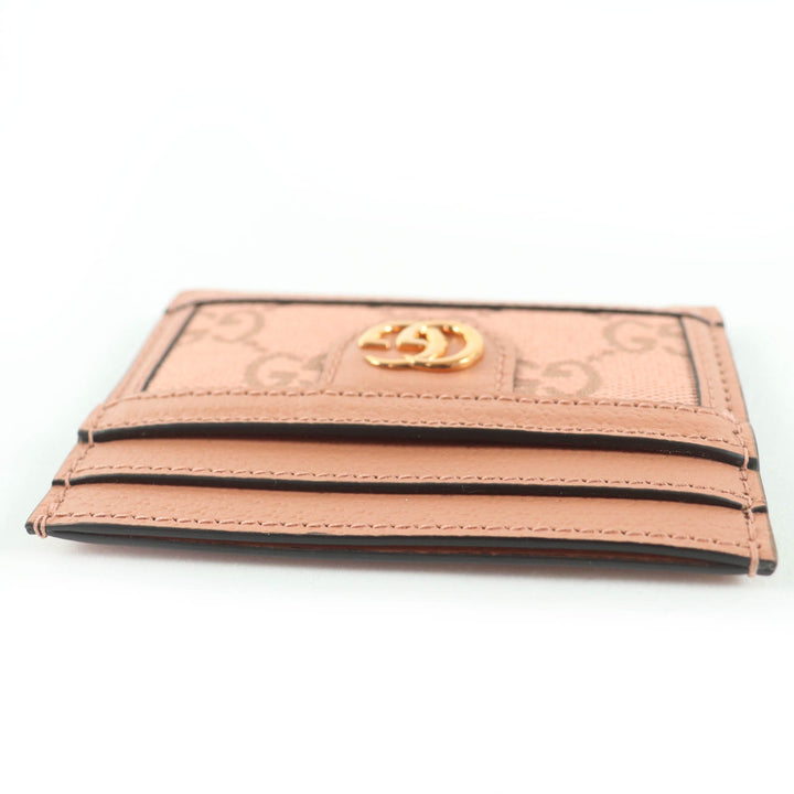 Pristine GUCCI Card Case GG pattern pink leather Women 523159