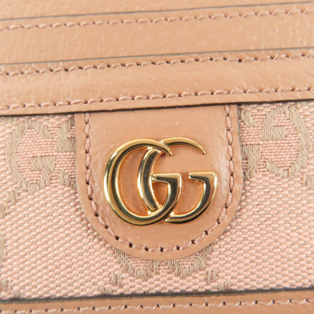 Pristine GUCCI Card Case GG pattern pink leather Women 523159