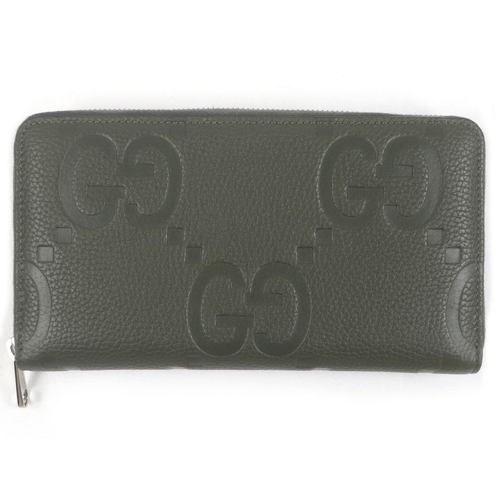 Excellent GUCCI Purse 739482 Jumbo GG Round Zip 739482 khaki leather mens
