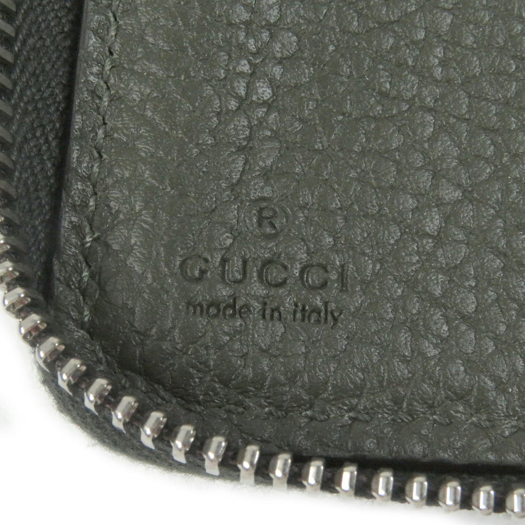 Excellent GUCCI Purse 739482 Jumbo GG Round Zip 739482 khaki leather mens