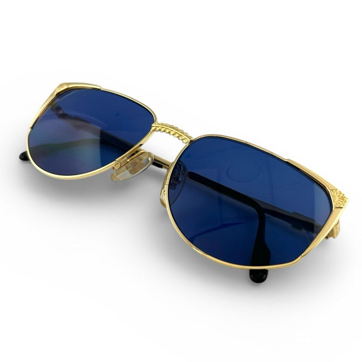 Great TIFFANY LUNETTES sunglasses 23k Gold Plated Blue gold mens