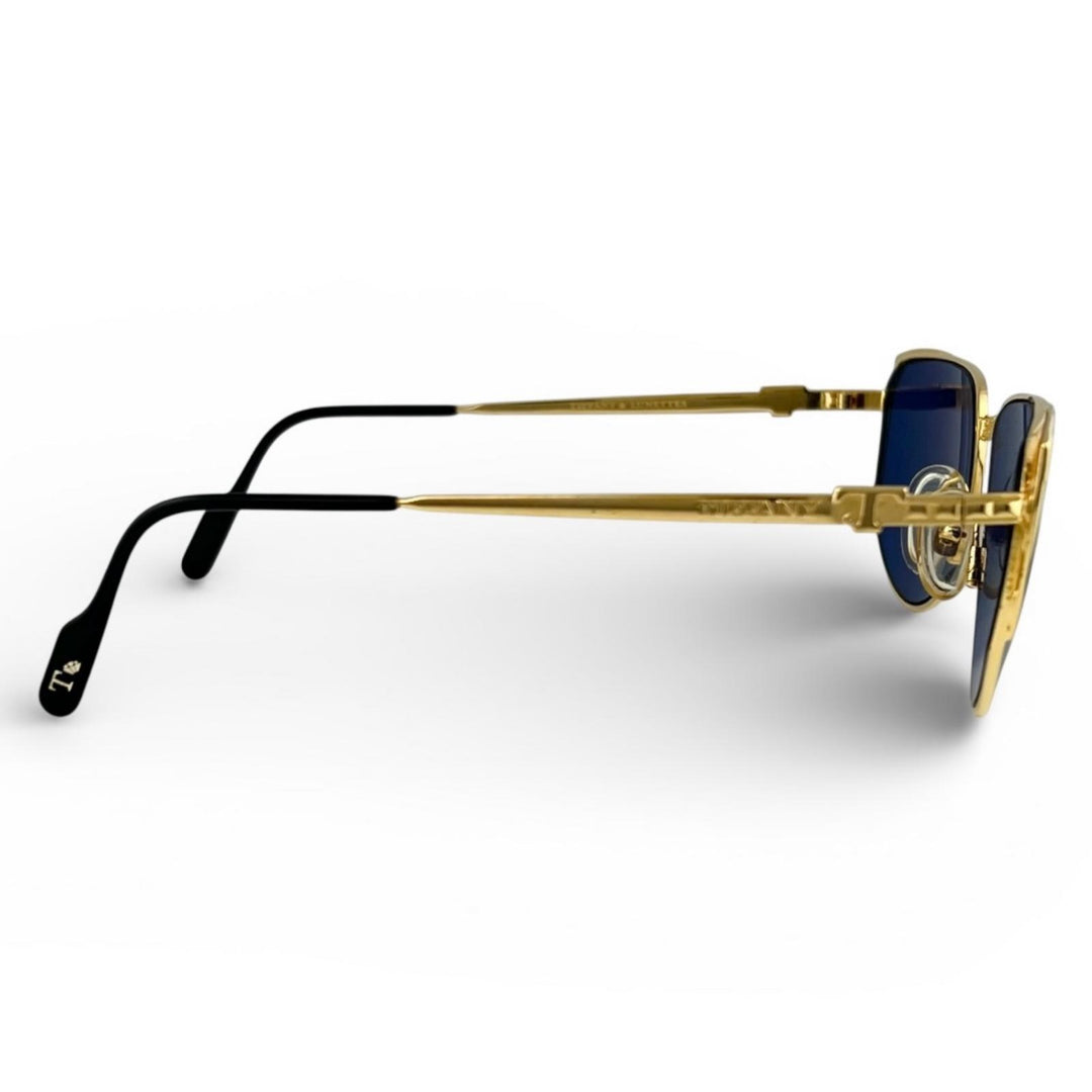 Great TIFFANY LUNETTES sunglasses 23k Gold Plated Blue gold mens