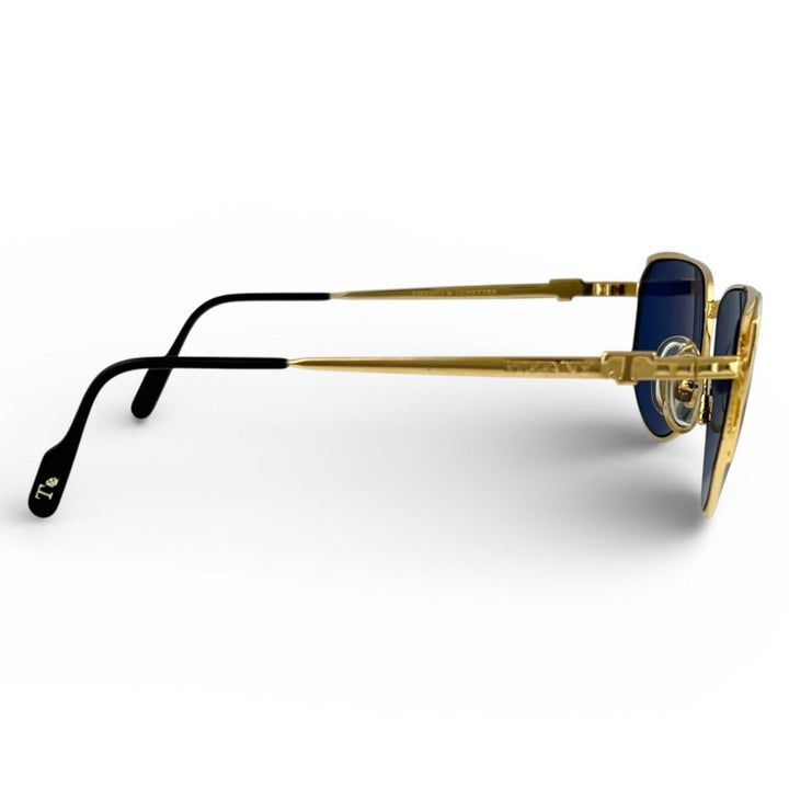 Great TIFFANY LUNETTES sunglasses 23k Gold Plated Blue gold mens