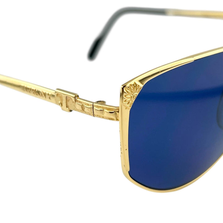 Great TIFFANY LUNETTES sunglasses 23k Gold Plated Blue gold mens