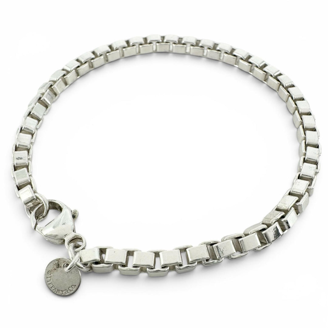 Excellent TIFFANY&Co. bracelet Venetian Box-shaped logo engraving Silver AG925