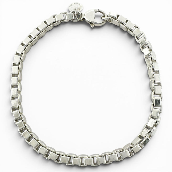 Excellent TIFFANY&Co. bracelet Venetian Box-shaped logo engraving Silver AG925