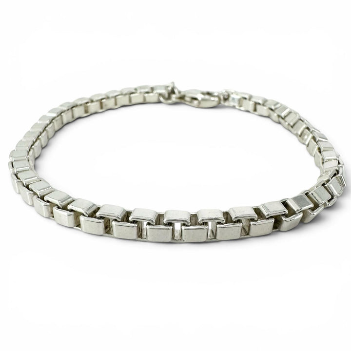 Excellent TIFFANY&Co. bracelet Venetian Box-shaped logo engraving Silver AG925