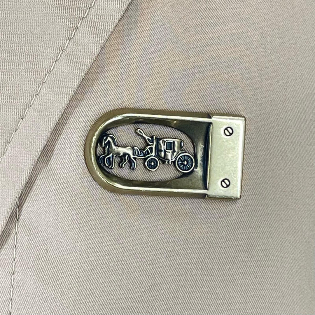 優れたCOACHトレンチコートロング丈、隠し前立てとベルト付き2 2969