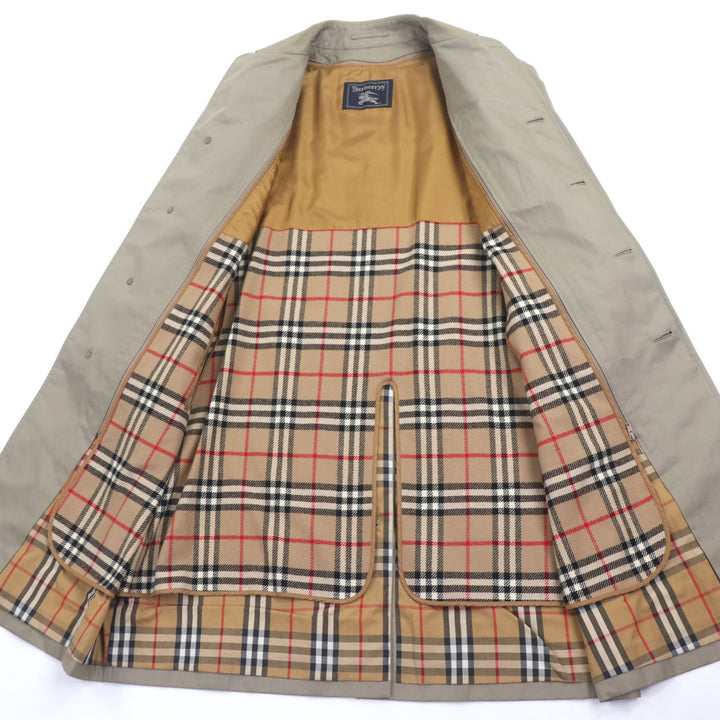 Very Good Burberrys coat 100% wool liner with hidden placket khaki cotton mens