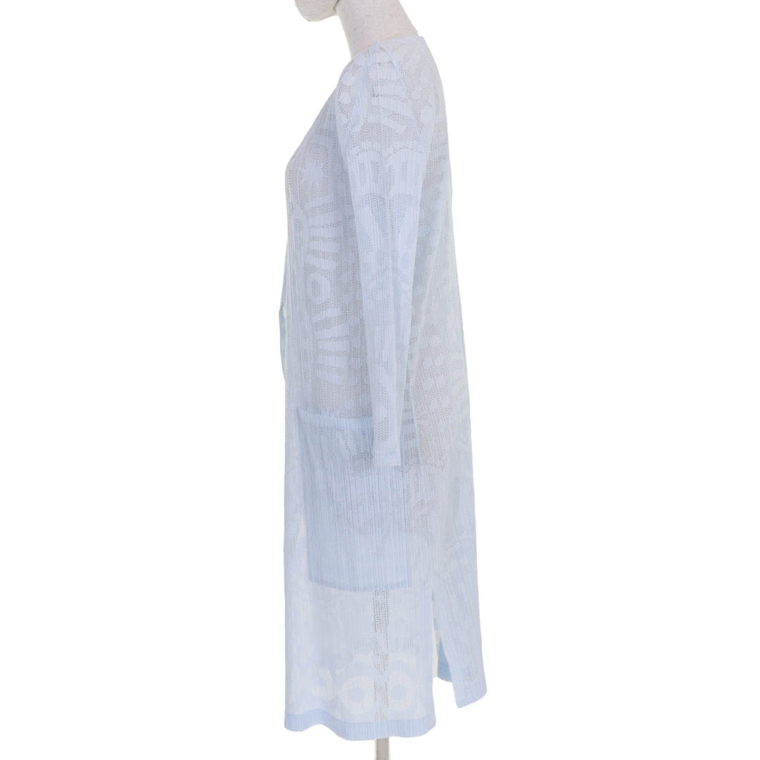 PLEATS PLEASE カーディガン メッシュ 長袖 ロング ライトブルー レディース 3 PP61-JA741