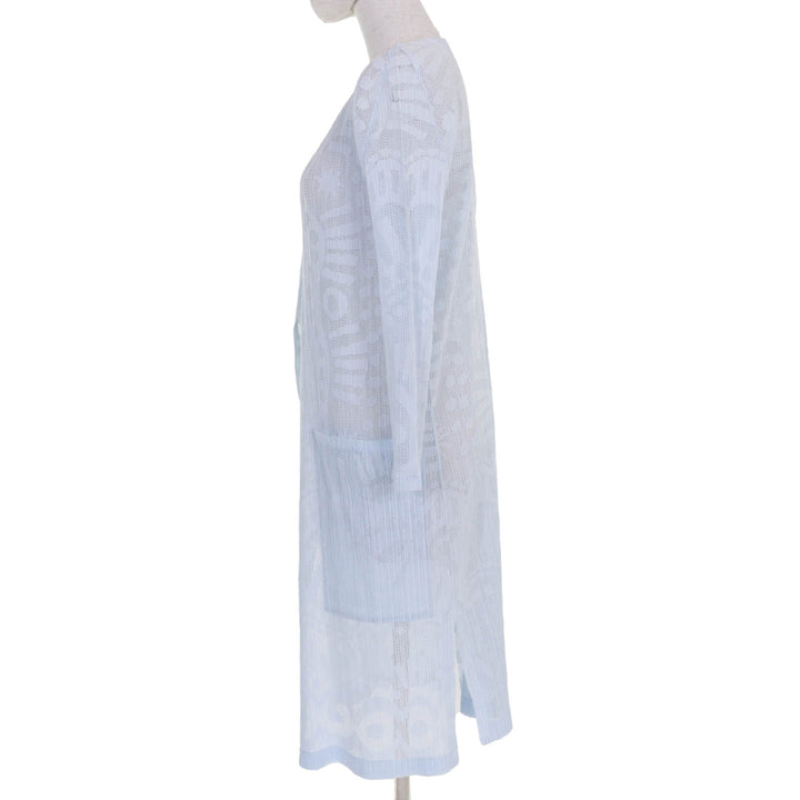 PLEATS PLEASE カーディガン メッシュ 長袖 ロング ライトブルー レディース 3 PP61-JA741