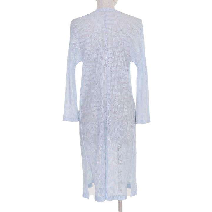 PLEATS PLEASE カーディガン メッシュ 長袖 ロング ライトブルー レディース 3 PP61-JA741
