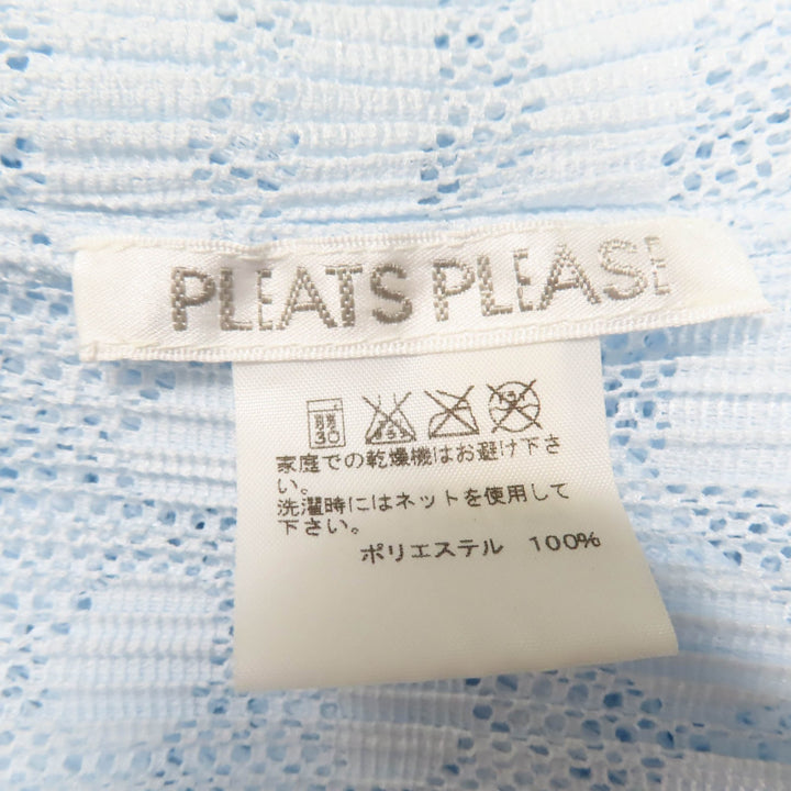 PLEATS PLEASE カーディガン メッシュ 長袖 ロング ライトブルー レディース 3 PP61-JA741