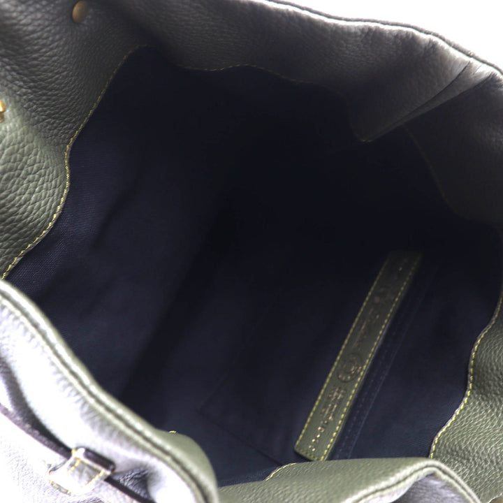 フェリージ バックパック デイパック 16/35-LD ロゴバックル 2ウェイ レザー トートバッグ ダークグリーン