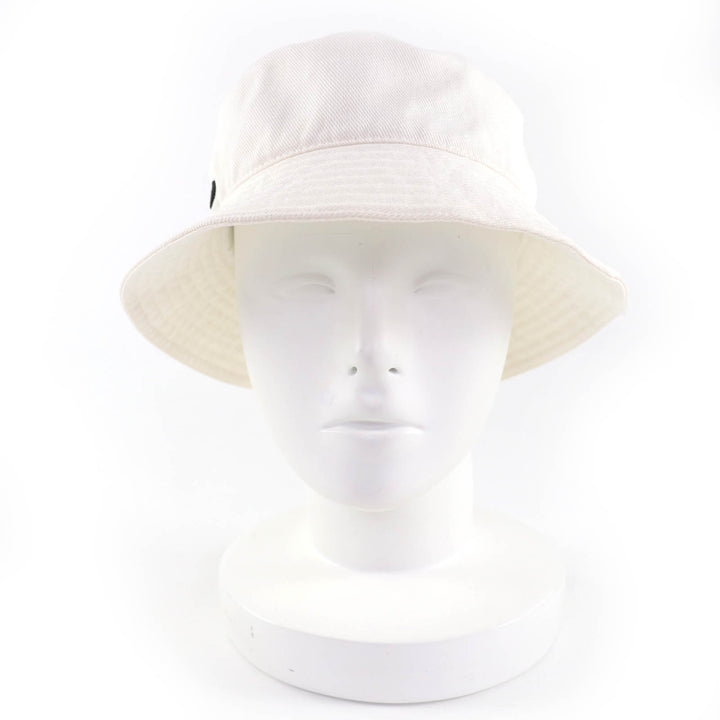 Great MIUMIU hat Logo embroidery bucket hat white cotton Women M 5HC196