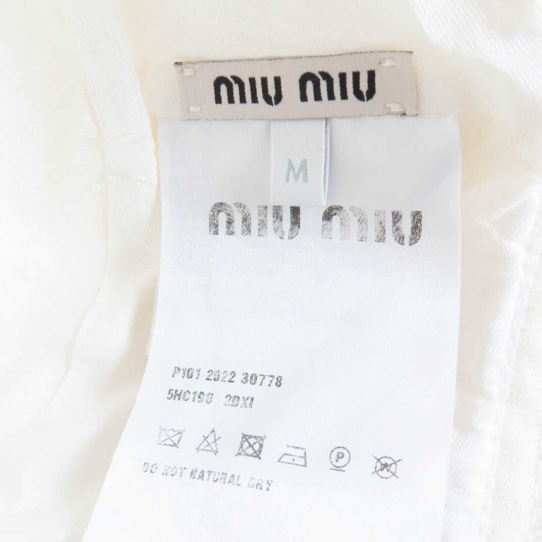 Great MIUMIU hat Logo embroidery bucket hat white cotton Women M 5HC196