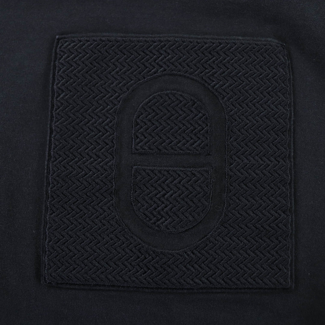 Very Good HERMES Short sleeve T-shirt Chaine d'Ancre embroidered pocket black 36