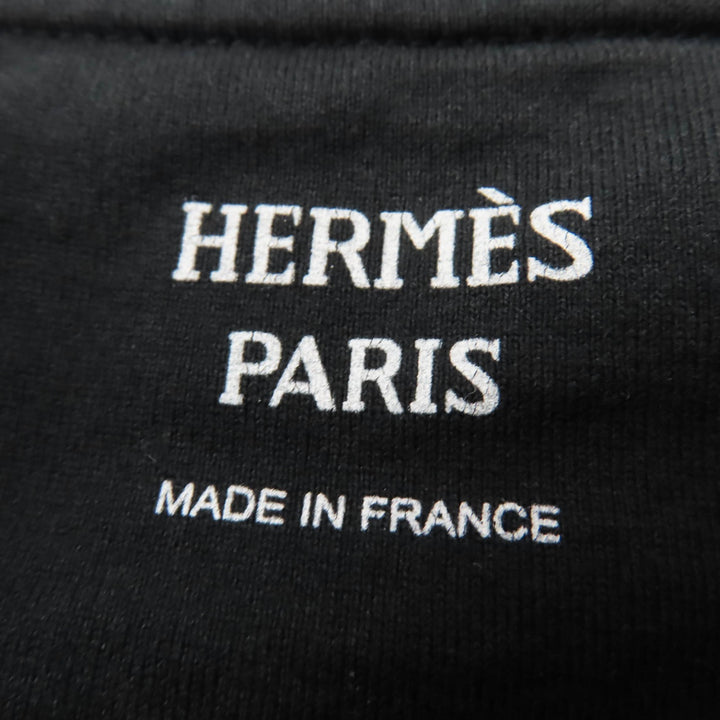 Very Good HERMES Short sleeve T-shirt Chaine d'Ancre embroidered pocket black 36