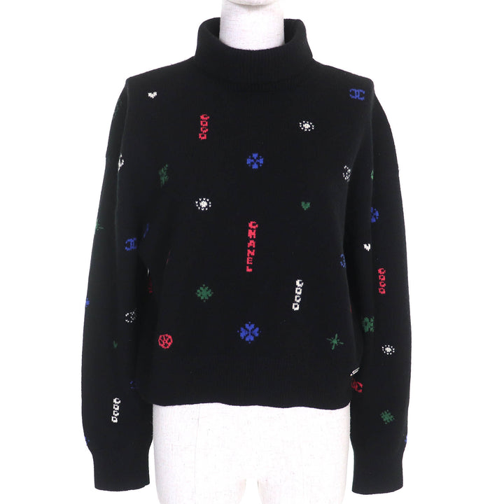 CHANEL knit COCO Mark high-neck long-sleeved knit sweater cashmere 36 P70647 21N