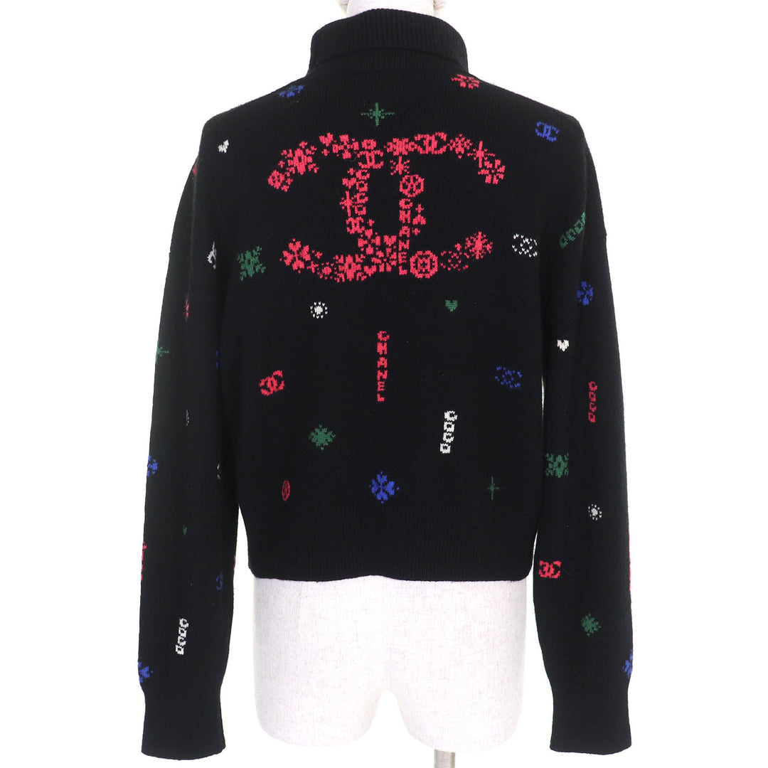 Excellent CHANEL COCO Mark high-neck long-sleeved knit sweater 36 P70647 21N