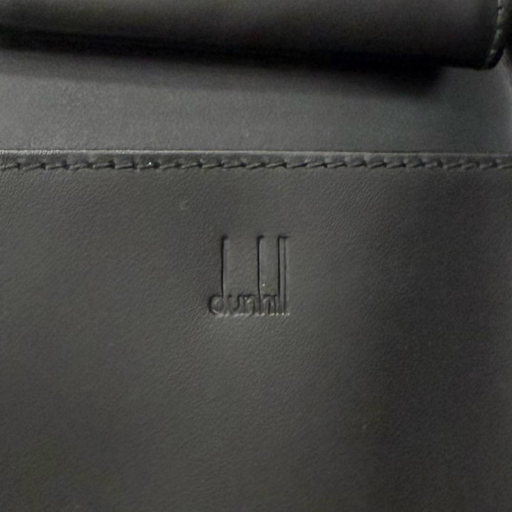 Great Dunhill Purse Micro D8 Logo Metal Double Zipper Organizer black leather