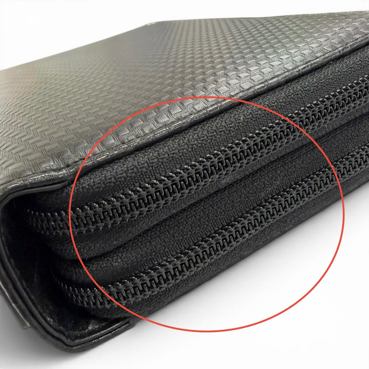 Great Dunhill Purse Micro D8 Logo Metal Double Zipper Organizer black leather