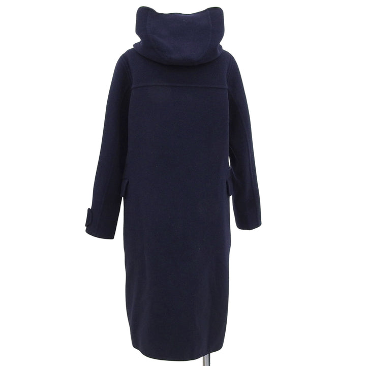 Great Mackintosh Duffel coat Logo toggle button hood Navy wool Women 34