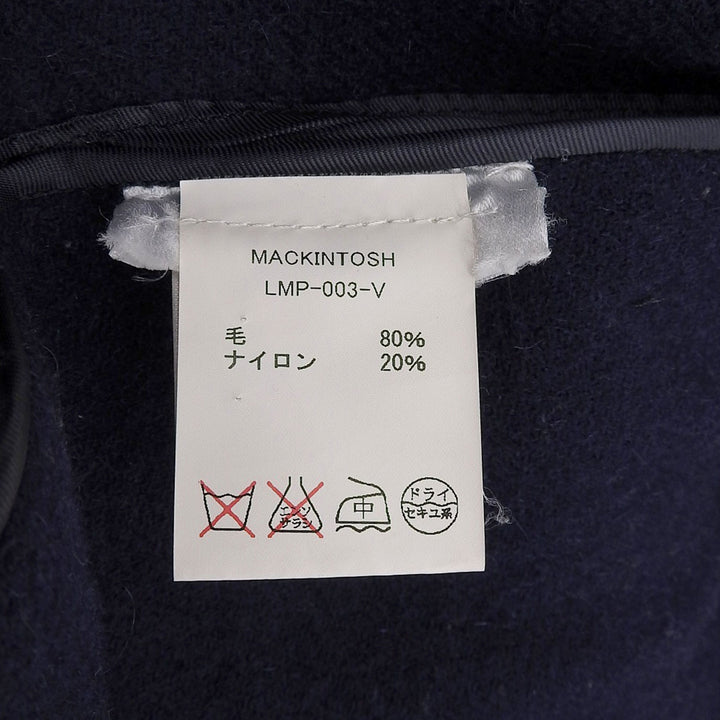 Great Mackintosh Duffel coat Logo toggle button hood Navy wool Women 34