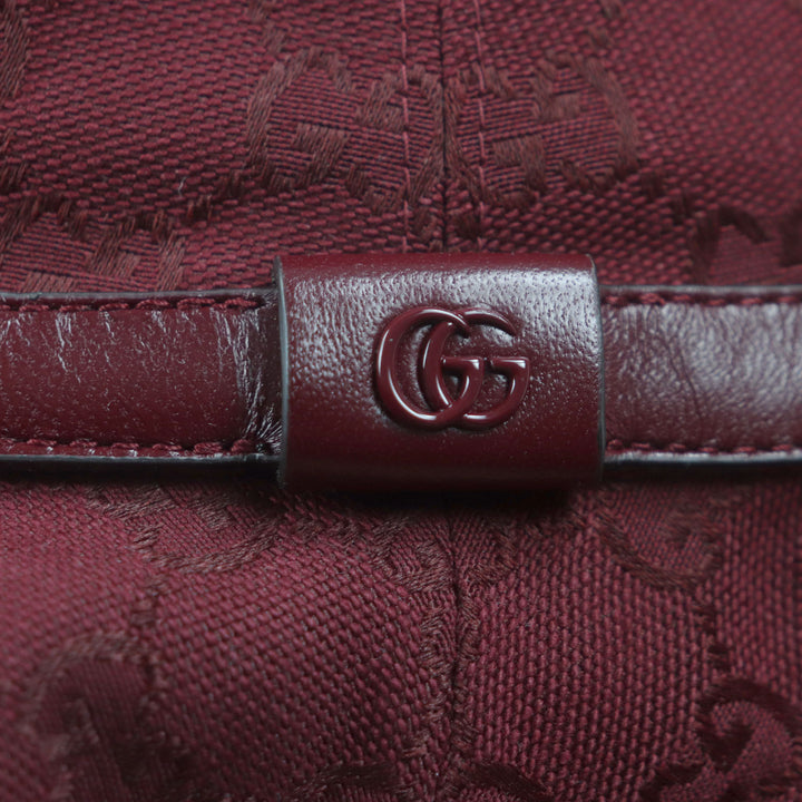 新品 GUCCI 帽子 GGモノグラム レザーハット ボルドー コットン メンズ L 833280