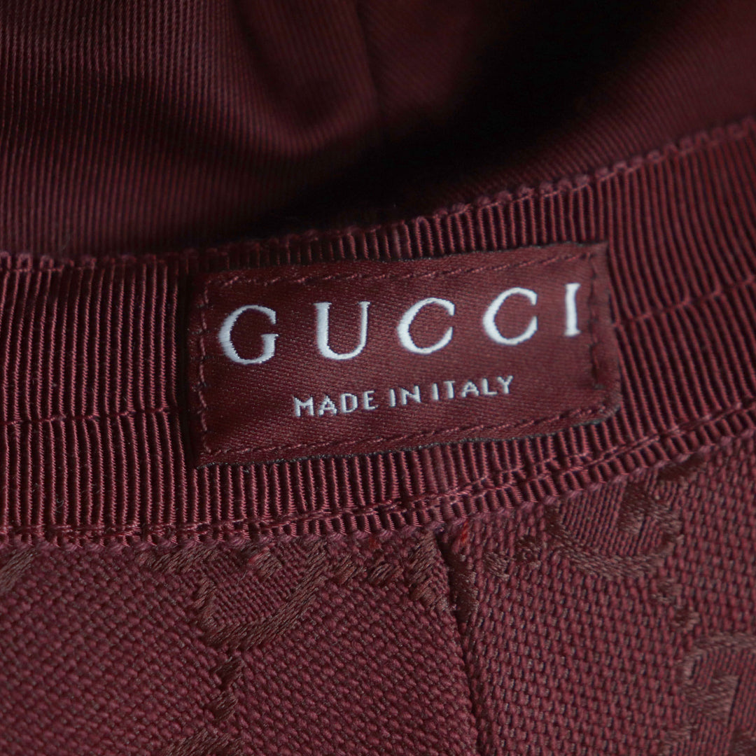 新品 GUCCI 帽子 GGモノグラム レザーハット ボルドー コットン メンズ L 833280